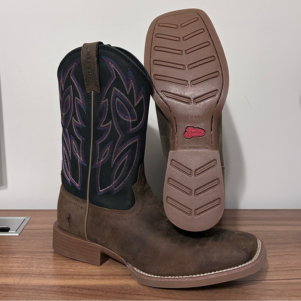 Justin Western Boots Mens 11D Brown Blazer Peanut Tan Water Buffalo 11" MJ1024